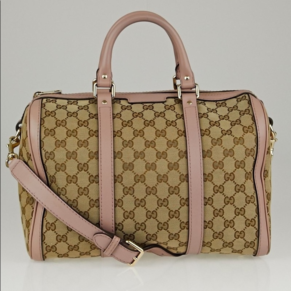 Gucci Medium Boston Bag | Canvas and Pink Leather